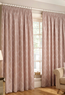 Olivia Pencil Pleat, Blush - Ready Made Curtains